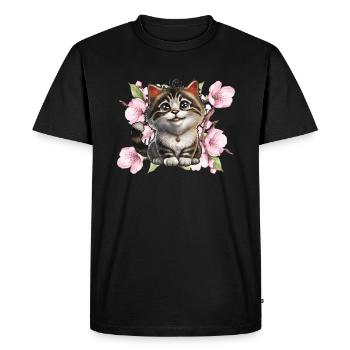 Life is better with cats - Men's Premium Organic T-Shirt - black - Front - Nico (187cm)