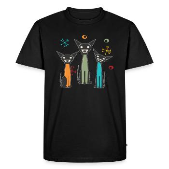 Life is better with cats - Men's Premium Organic T-Shirt - black - Front - Nico (187cm)