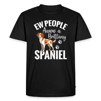 Dog Ew, folks. aw, a Brittany Spaniel - Men's Premium Organic T-Shirt - black - Front - Nico (187cm)