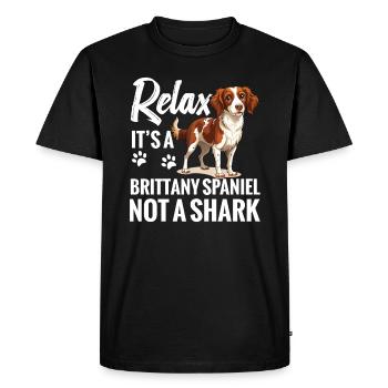 Chien détend, c’est un épagneul breton, pas un requin - T-shirt Premium bio Homme - noir - Devant - Nico (187cm)