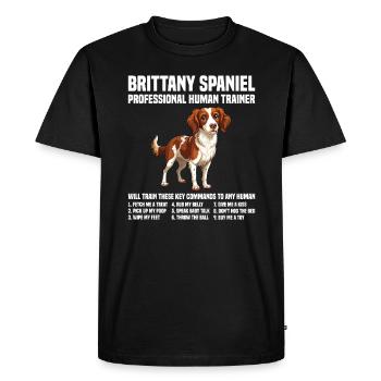 Dog Brittany Spaniel Professional Human Trainer - Men's Premium Organic T-Shirt - black - Front - Nico (187cm)