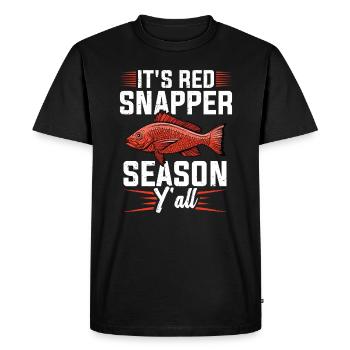 La pêche, c’est la saison du vivaneau rouge, tout le monde ! - T-shirt Premium bio Homme - noir - Devant - Nico (187cm)
