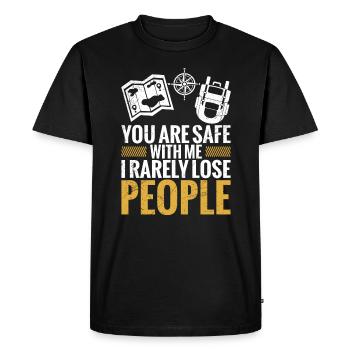 Tour Guide "With Me You're Safe, I - Men's Premium Organic T-Shirt - black - Front - Nico (187cm)