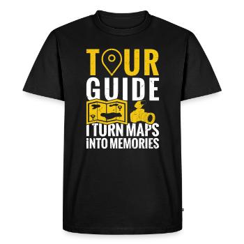 Travel Guide I Turn Maps Into Memories - Men's Premium Organic T-Shirt - black - Front - Nico (187cm)