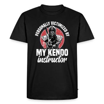Personal victim of my kendo teacher - Men's Premium Organic T-Shirt - black - Front - Nico (187cm)