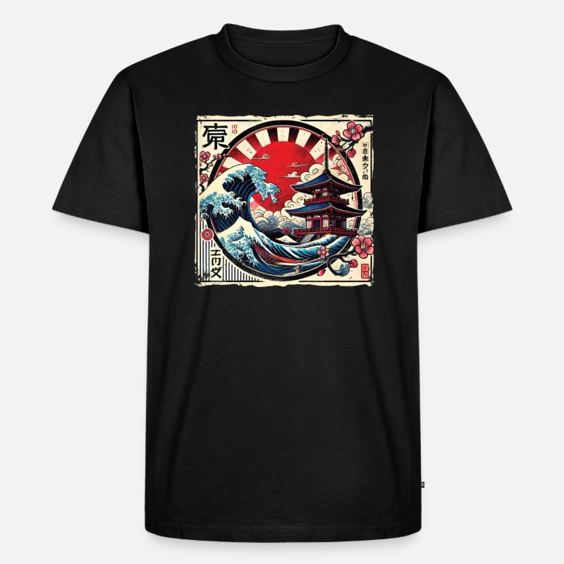Traditionelle Japanische Pagode, - Männer Premium Bio T-Shirt - Schwarz