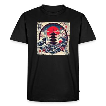 Pagode japonaise traditionnelle, - T-shirt Premium bio Homme - noir - Devant - Nico (187cm)