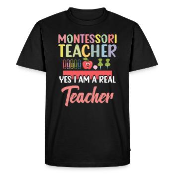 Enseignante Montessori : , je suis une vraie enseignante - T-shirt Premium bio Homme - noir - Devant - Nico (187cm)