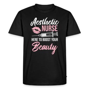 Infirmière esthétique venue la voir - T-shirt Premium bio Homme - noir - Devant - Nico (187cm)