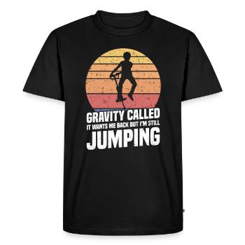 Pogo Stick : La gravité l’a appelé, il - T-shirt Premium bio Homme - noir - Devant - Nico (187cm)