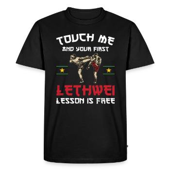 Touchez-moi et votre première leçon de Lethwei est - T-shirt Premium bio Homme - noir - Devant - Nico (187cm)