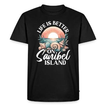 La vie est meilleure sur l’île de Sanibel - T-shirt Premium bio Homme - noir - Devant - Nico (187cm)