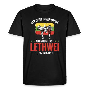 Mets un doigt sur moi et ton premier - T-shirt Premium bio Homme - noir - Devant - Nico (187cm)