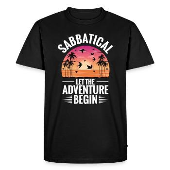 Congé sabbatique, que l’aventure commence - T-shirt Premium bio Homme - noir - Devant - Nico (187cm)