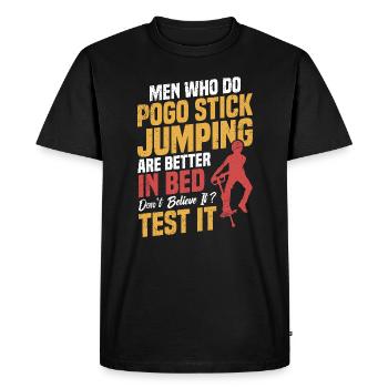 Les hommes qui font du pogo stick jumping sont - T-shirt Premium bio Homme - noir - Devant - Nico (187cm)