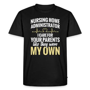Gestionnaires de maisons de retraite, je m’occupe de votre - T-shirt Premium bio Homme - noir - Devant - Nico (187cm)
