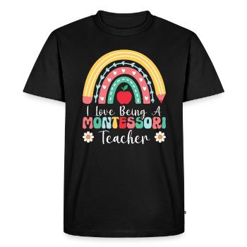 J’adore être enseignante Montessori. - T-shirt Premium bio Homme - noir - Devant - Nico (187cm)