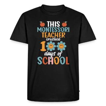 Cette enseignante Montessori a 100 jours d’école - T-shirt Premium bio Homme - noir - Devant - Nico (187cm)