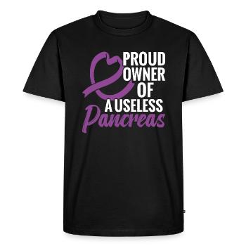 Proud owner of a useless - Men's Premium Organic T-Shirt - black - Front - Nico (187cm)