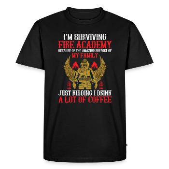 I survive the Fire Academy because of the - Men's Premium Organic T-Shirt - black - Front - Nico (187cm)