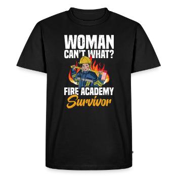 Woman can't do what? Fire Academy Survivor - Men's Premium Organic T-Shirt - black - Front - Nico (187cm)
