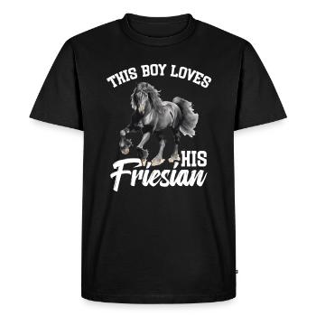 Ce garçon aime son frison - T-shirt Premium bio Homme - noir - Devant - Nico (187cm)