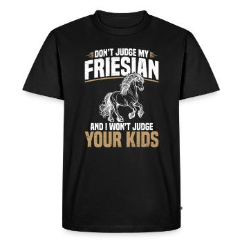 Ne juge pas mon frison et je le ferai - T-shirt Premium bio Homme - noir - Devant - Nico (187cm)