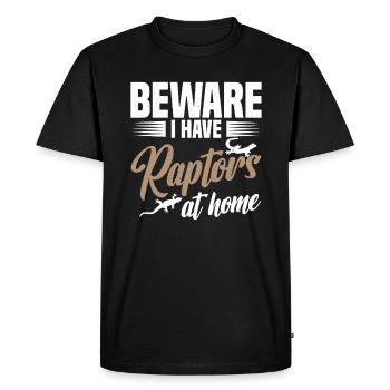 Attention, j’ai des Raptors à la maison - T-shirt Premium bio Homme - noir - Devant - Nico (187cm)