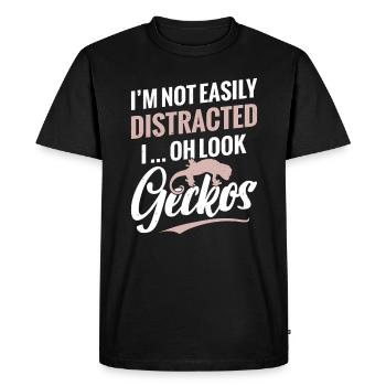 Je ne me laisse pas facilement distraire. Oh, regardez les geckos - T-shirt Premium bio Homme - noir - Devant - Nico (187cm)