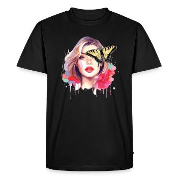 Le machaon tigré est le meilleur ami d’un ami - T-shirt Premium bio Homme - noir - Devant - Nico (187cm)