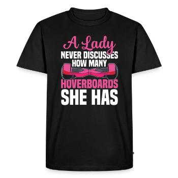 A lady never discusses how many hoverboards - Men's Premium Organic T-Shirt - black - Front - Nico (187cm)