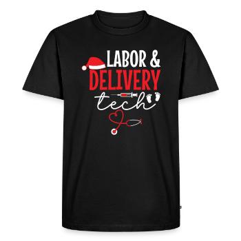L&D Tech Santa Claus Hat - Men's Premium Organic T-Shirt - black - Front - Nico (187cm)