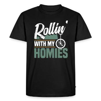 Rouler avec mes potes - T-shirt Premium bio Homme - noir - Devant - Nico (187cm)