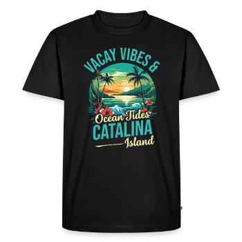 Vacay Vibes & Occanes -Tides Catalina Island - Men's Premium Organic T-Shirt - black - Front - Nico (187cm)