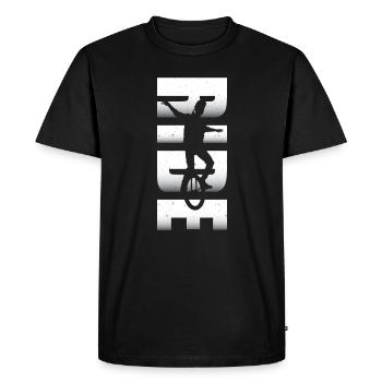 Ride This guy loves unicycles - Men's Premium Organic T-Shirt - black - Front - Nico (187cm)