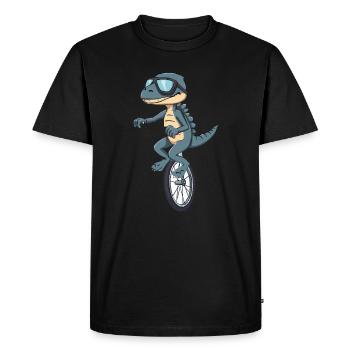 This Guy Loves Unicycles Dino - Men's Premium Organic T-Shirt - black - Front - Nico (187cm)