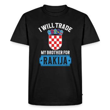 Je vais échanger mon frère contre du rakija - T-shirt Premium bio Homme - noir - Devant - Nico (187cm)