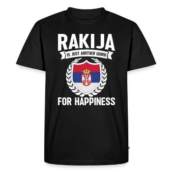 Rakija is just another word for happiness - Men's Premium Organic T-Shirt - black - Front - Nico (187cm)