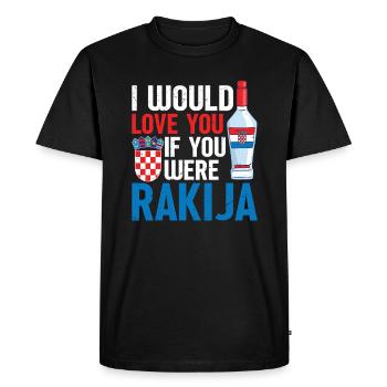 I'd love you if you could eat rakija - Men's Premium Organic T-Shirt - black - Front - Nico (187cm)
