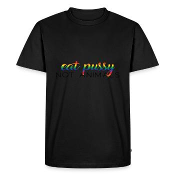 Eat pussy not animals - Men's Premium Organic T-Shirt - black - Front - Nico (187cm)
