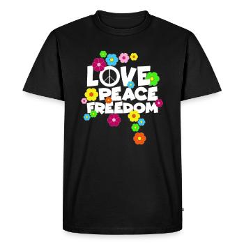 Love Peace Freedom Hippie Schlager Alternative - T-shirt Premium bio Homme - noir - Devant - Nico (187cm)