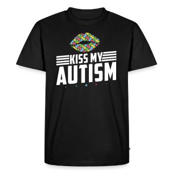 Kiss My Autism Awareness Autism Superhero - Men's Premium Organic T-Shirt - black - Front - Nico (187cm)