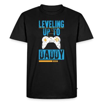 Monter de niveau jusqu'à papa, je vais devenir papa - T-shirt Premium bio Homme - noir - Devant - Nico (187cm)