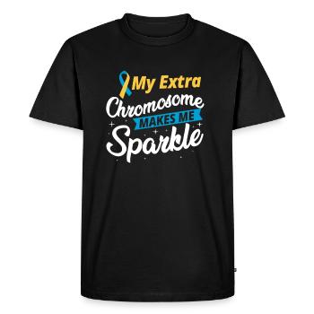 My Extra Chromosome Down Syndrome Awareness Sped T - Men's Premium Organic T-Shirt - black - Front - Nico (187cm)