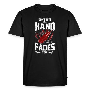 Ne mord pas la main qui te décolore Coiffeur Ha - T-shirt Premium bio Homme - noir - Devant - Nico (187cm)