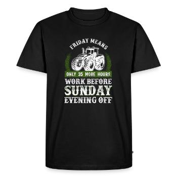 Vendredi Plus d'heures de travail avant dimanche Fermier - T-shirt Premium bio Homme - noir - Devant - Nico (187cm)
