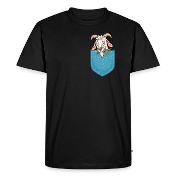 Baby A Goat In Pocket Face - Men's Premium Organic T-Shirt - black - Front - Nico (187cm)