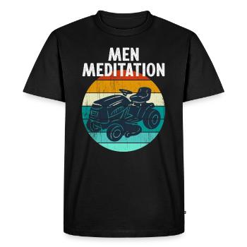 HOMMES MÉDITATION drôle tracteur de pelouse de tonte de pelouse - T-shirt Premium bio Homme - noir - Devant - Nico (187cm)