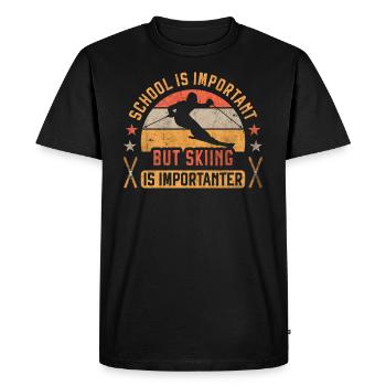 L’école est importante mais le ski est plus important ski - T-shirt Premium bio Homme - noir - Devant - Nico (187cm)