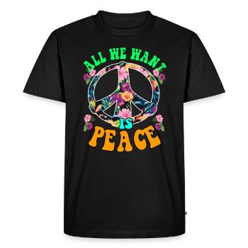 Peace Peace Anti-War | Colorful design - Men's Premium Organic T-Shirt - black - Front - Nico (187cm)